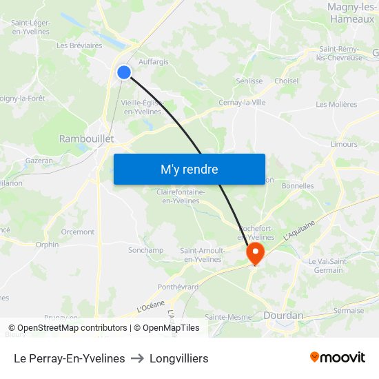 Le Perray-En-Yvelines to Longvilliers map