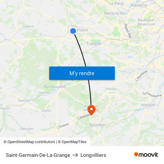 Saint-Germain-De-La-Grange to Longvilliers map