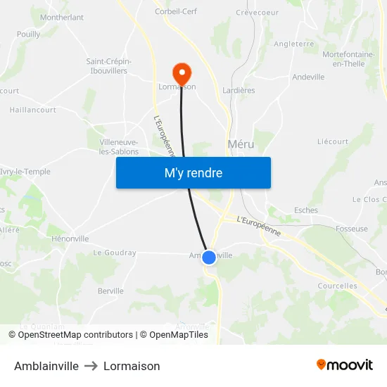 Amblainville to Lormaison map