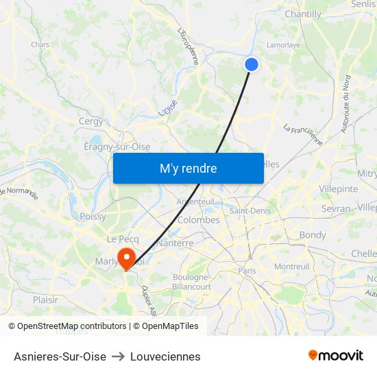 Asnieres-Sur-Oise to Louveciennes map