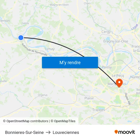 Bonnieres-Sur-Seine to Louveciennes map