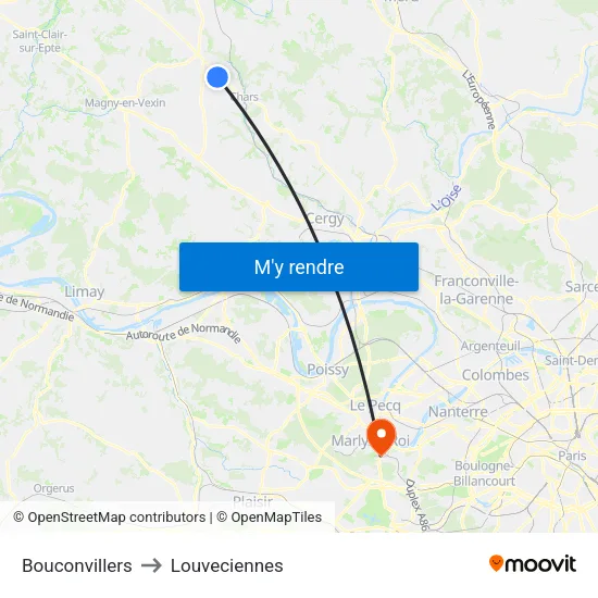 Bouconvillers to Louveciennes map
