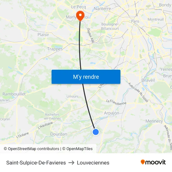 Saint-Sulpice-De-Favieres to Louveciennes map