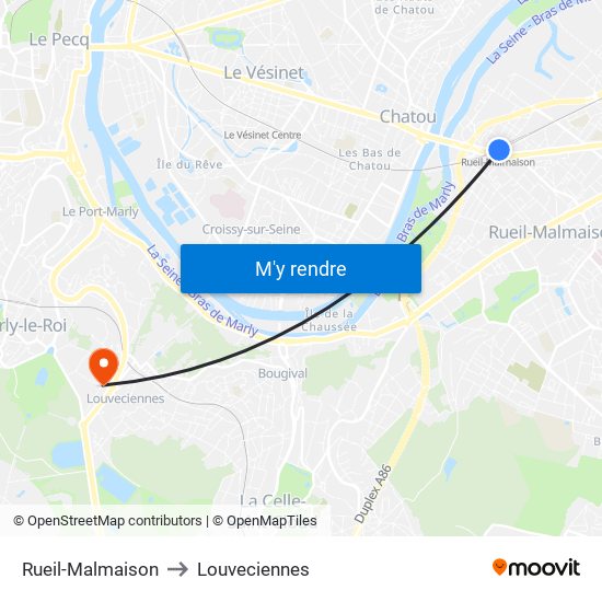 Rueil-Malmaison to Louveciennes map