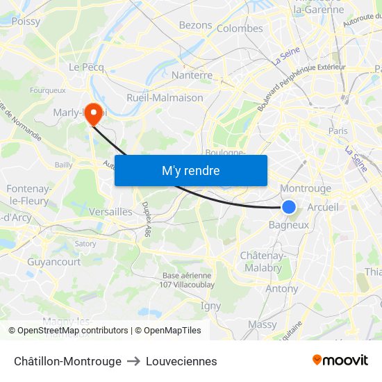 Châtillon-Montrouge to Louveciennes map