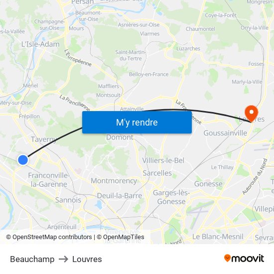 Beauchamp to Louvres map