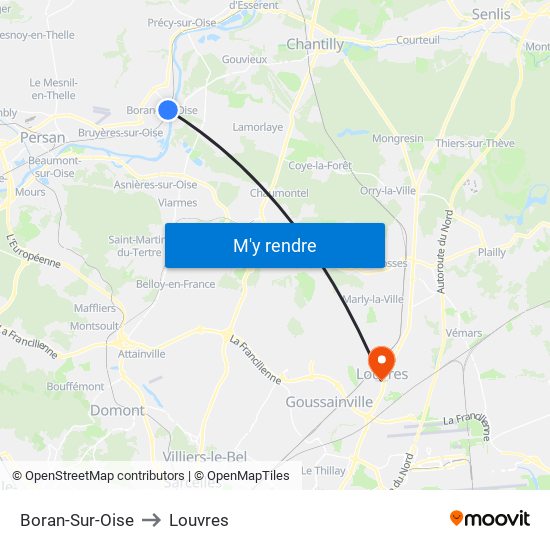 Boran-Sur-Oise to Louvres map