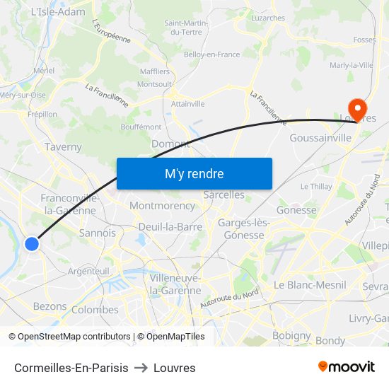 Cormeilles-En-Parisis to Louvres map