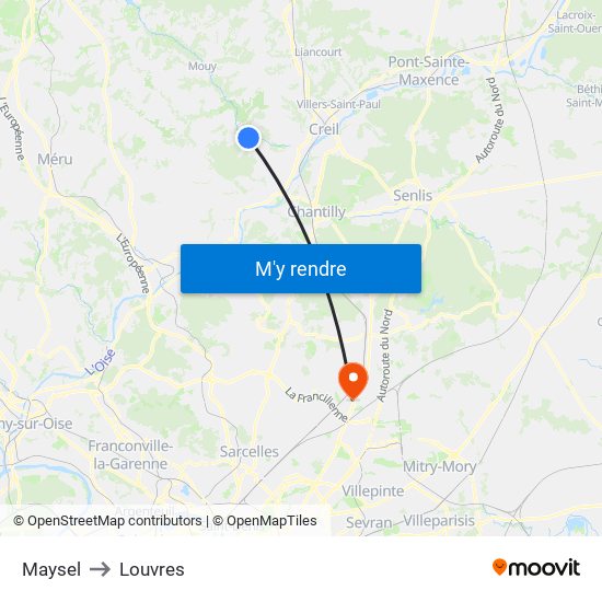 Maysel to Louvres map