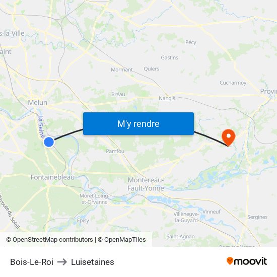 Bois-Le-Roi to Luisetaines map