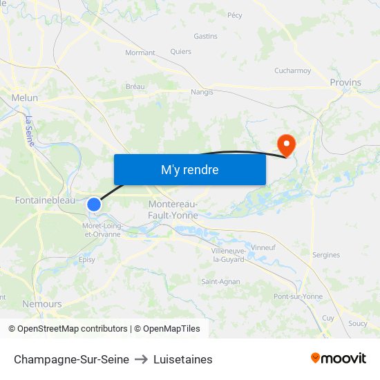 Champagne-Sur-Seine to Luisetaines map
