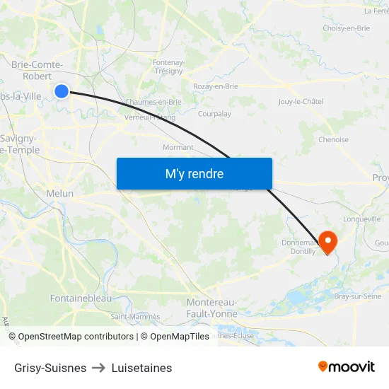 Grisy-Suisnes to Luisetaines map