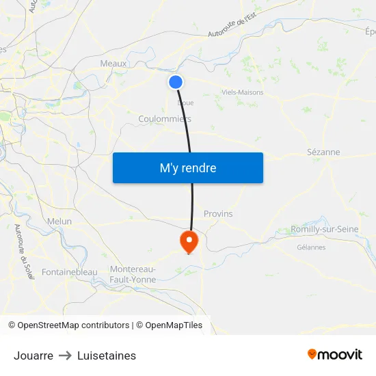 Jouarre to Luisetaines map