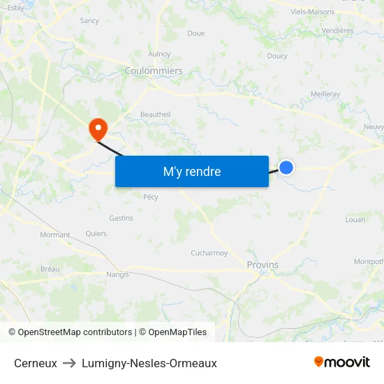 Cerneux to Lumigny-Nesles-Ormeaux map