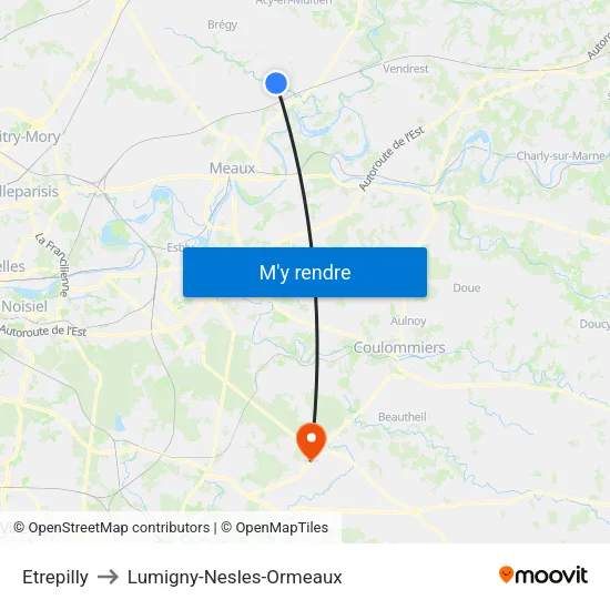 Etrepilly to Lumigny-Nesles-Ormeaux map