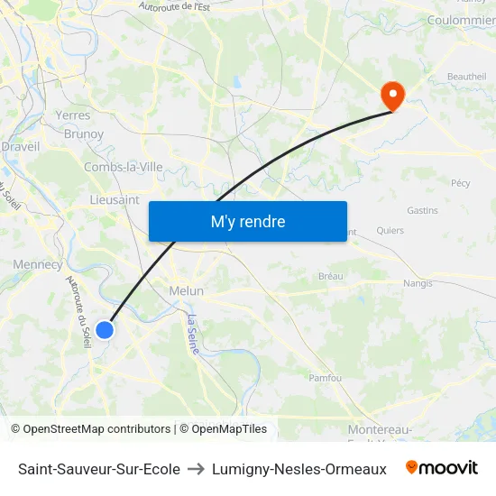 Saint-Sauveur-Sur-Ecole to Lumigny-Nesles-Ormeaux map
