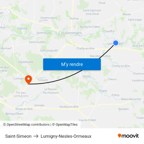 Saint-Simeon to Lumigny-Nesles-Ormeaux map