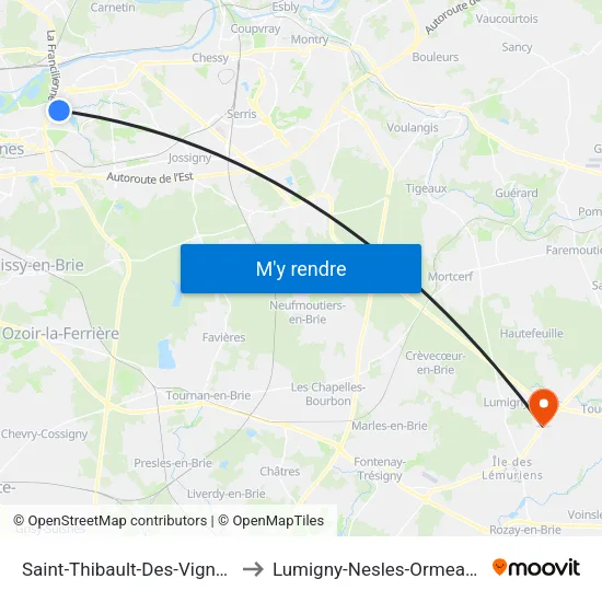 Saint-Thibault-Des-Vignes to Lumigny-Nesles-Ormeaux map