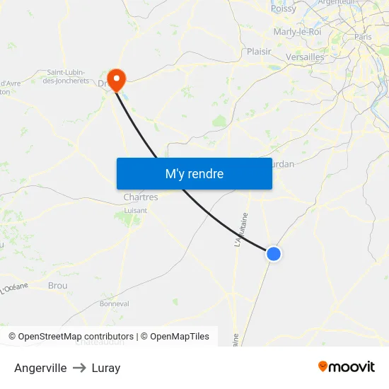 Angerville to Luray map