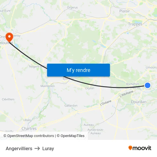 Angervilliers to Luray map