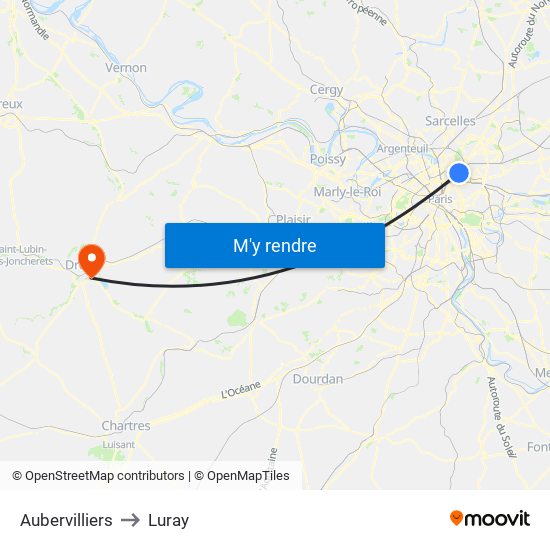 Aubervilliers to Luray map