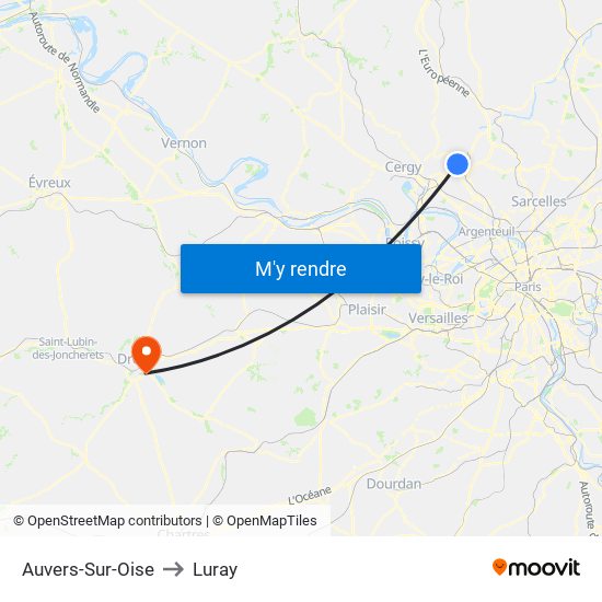 Auvers-Sur-Oise to Luray map