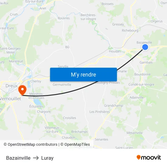 Bazainville to Luray map