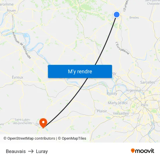 Beauvais to Luray map