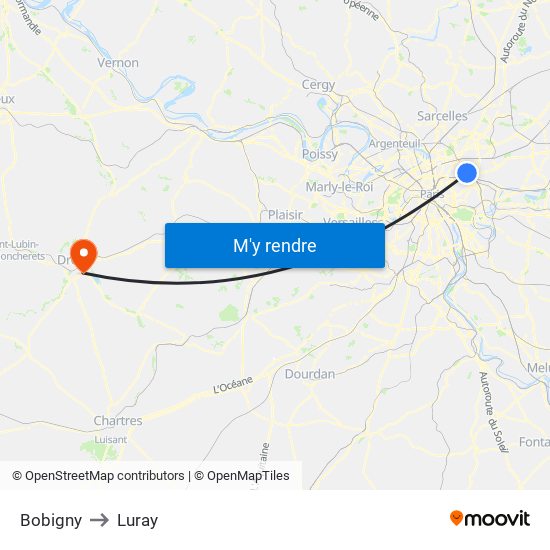 Bobigny to Luray map