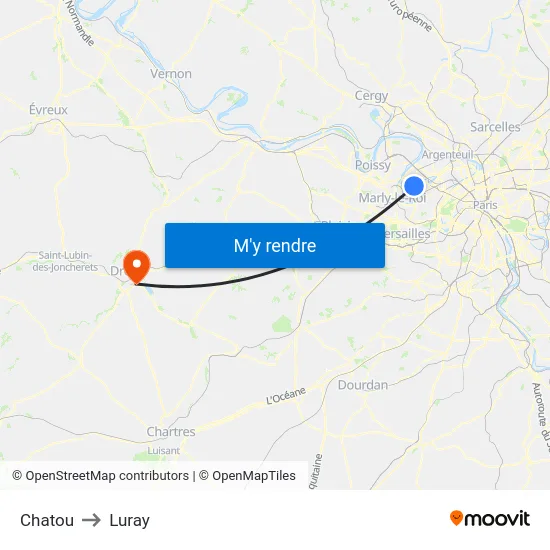 Chatou to Luray map
