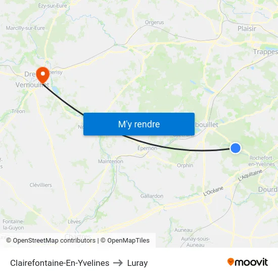 Clairefontaine-En-Yvelines to Luray map