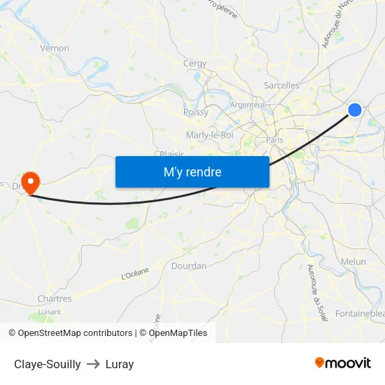 Claye-Souilly to Luray map