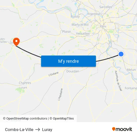 Combs-La-Ville to Luray map