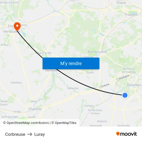 Corbreuse to Luray map