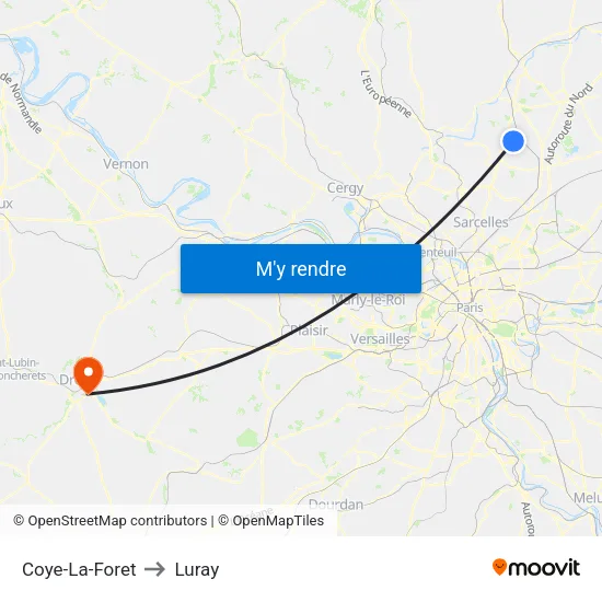 Coye-La-Foret to Luray map
