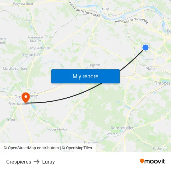 Crespieres to Luray map