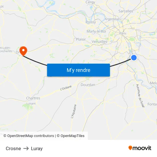 Crosne to Luray map
