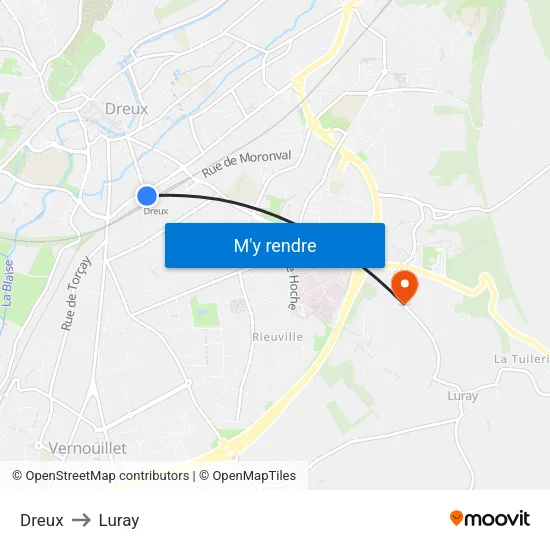 Dreux to Luray map