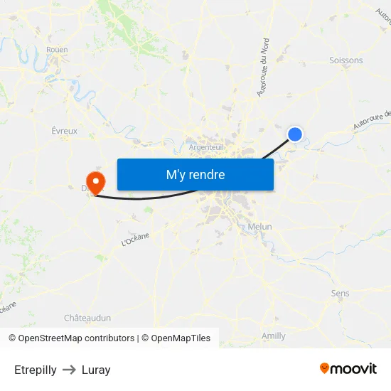 Etrepilly to Luray map