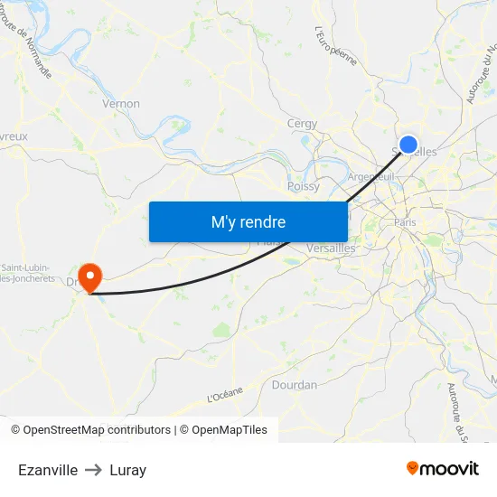 Ezanville to Luray map