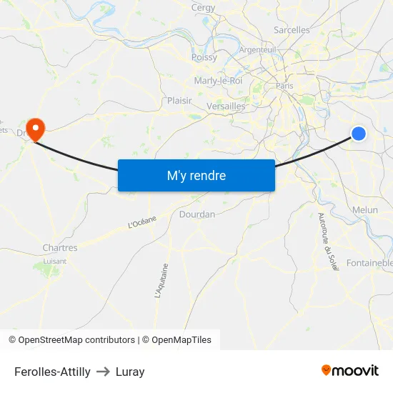 Ferolles-Attilly to Luray map