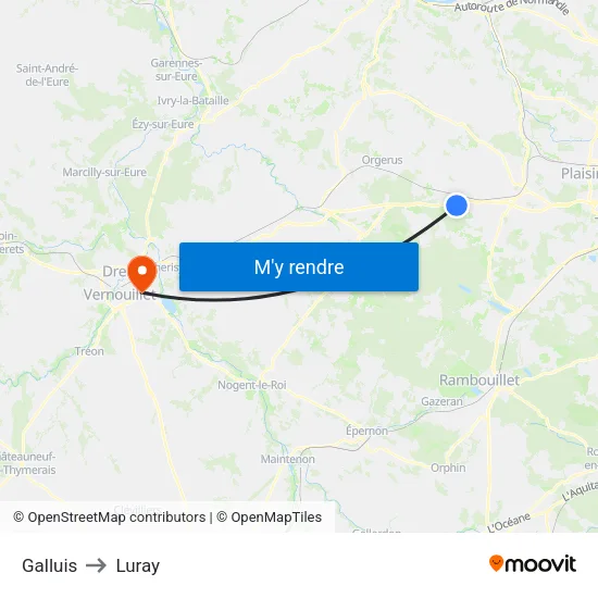Galluis to Luray map