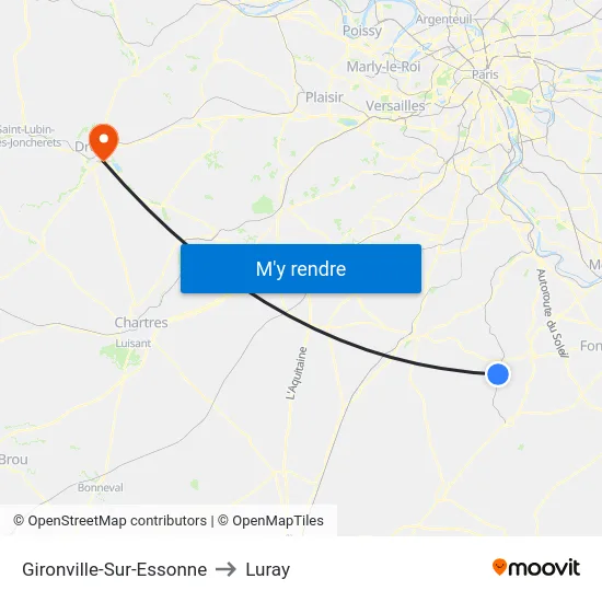 Gironville-Sur-Essonne to Luray map