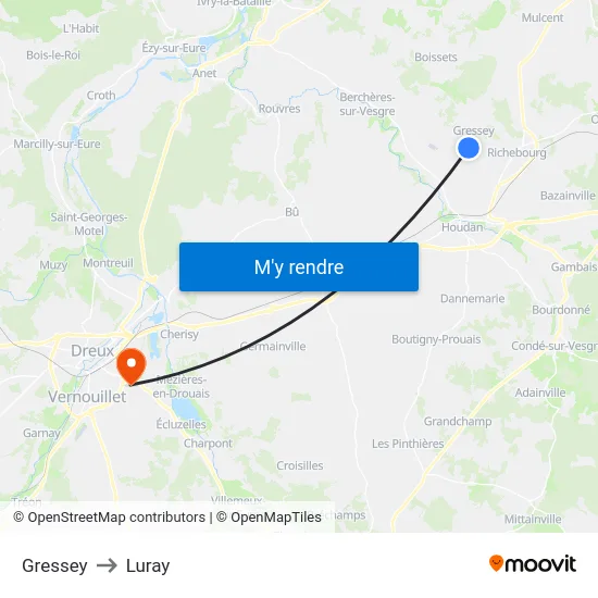 Gressey to Luray map