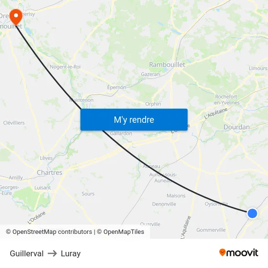 Guillerval to Luray map