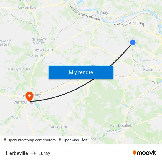 Herbeville to Luray map