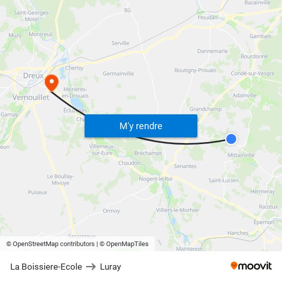 La Boissiere-Ecole to Luray map