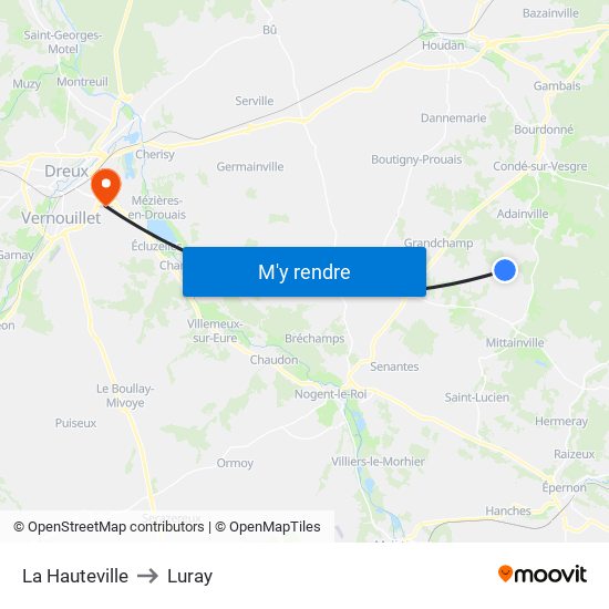 La Hauteville to Luray map
