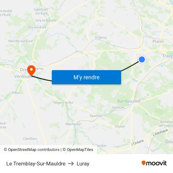 Le Tremblay-Sur-Mauldre to Luray map