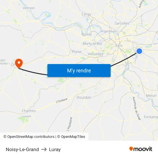 Noisy-Le-Grand to Luray map